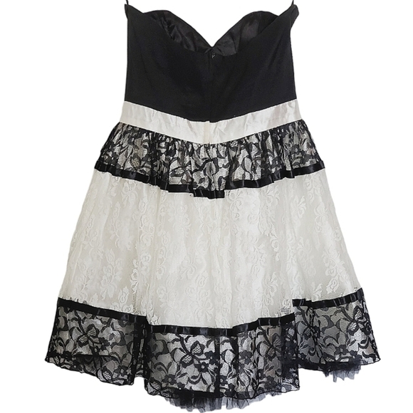 7508 * Jessica McClintock Gunne Sax Strapless Lace Overlay Dress Size 9 Vintage - Picture 2 of 10